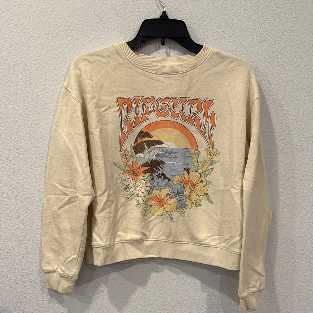 Rip Curl Beige Sweatshirt with Tropical Graphic